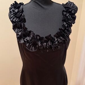 White House Black Market Elegant Black Ruffle Midi Dress